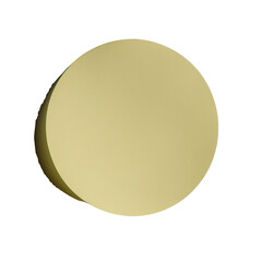 A golden disk floats, casting gentle shadows in a display of simple elegance. It's a striking composition of refined form.