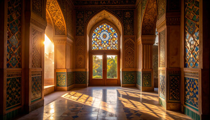 Islamic Mosaic Tile Geometry . Religion concept. Generated Image