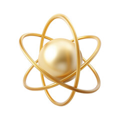 A striking representation of an atom, meticulously rendered in gleaming gold, radiating energy and conveying the essence of scientific exploration. 