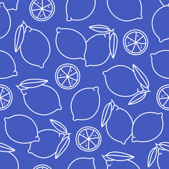 Seamless pattern with outline lemon and limes. Doodle print for banner, wallpaper, textile, wrapping paper, background, cards. Vector illustration in flat style