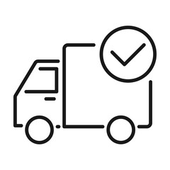 completed delivery truck line vector icon