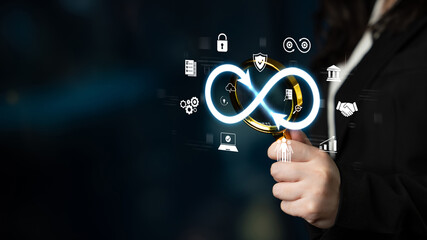 The infinity concept represents limitless innovation, creative growth, and embracing endless business opportunities for future advancement. Latch