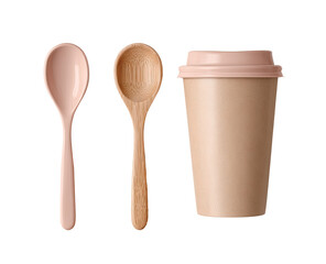 Two pink spoons and a light beige coffee cup