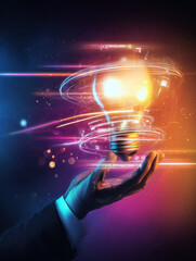 Business Innovation and Digital Transformation Concept with Glowing Light Bulb