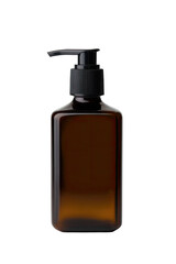 Amber rectangular bottle with black pump dispenser