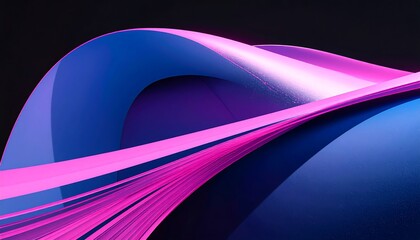 Abstract wave of layered blue and pink paper against a dark background