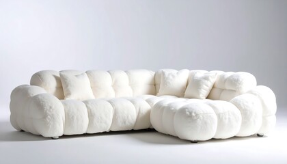 White sectional sofa against a plain background