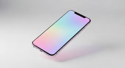 Floating Smartphone Mockup with an Ethereal Iridescent Pastel Screen.