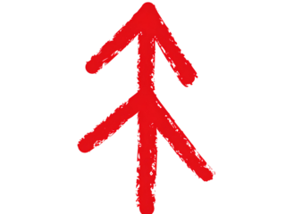 red arrow up line hand drawn