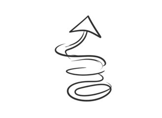 Doodle emphasis arrow icon. Design quirky twist zigzag line, spring coil, curve wave