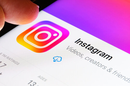 Instagram on iPad with Apples new Liquid Glass updated app design iOS 26 app listing in App Store. Stafford, United Kingdom, September 25, 2025.