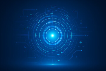 High tech circular HUD element glowing on dark background symbolizing futuristic user interface and digital technology