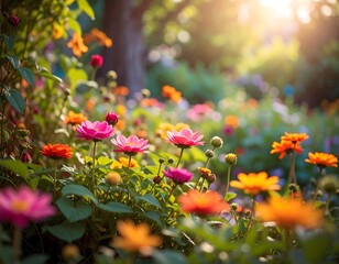 Vibrant flowers in a garden bathed in sunlight (1)
