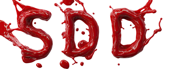 Red liquid letters splatter