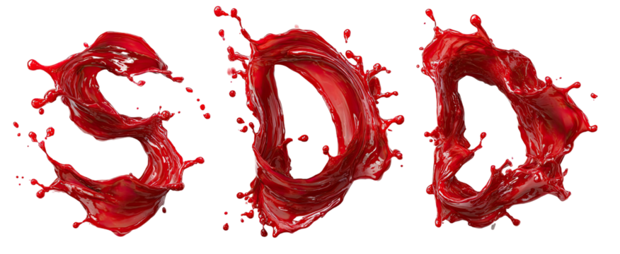 Red liquid letters exploding in a dynamic display