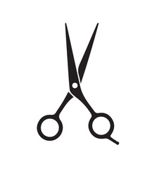 Simple silhouette of open scissors on a white background