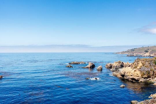California pacific coast with ocean and blue sky - Powered by Adobe