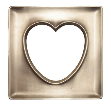 Silver Heart Shaped Frame Poster Mockup Isolated