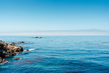 California pacific coast with ocean and blue sky