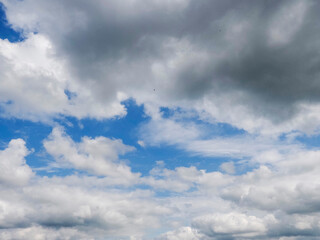 Fototapeta premium Blue cloudy sky. Nature background for design. Cloudscape.