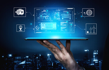 Smart interface showing electric vehicle performance, battery system, power control, charging status, and integration with renewable and grid-based energy sources Vouch