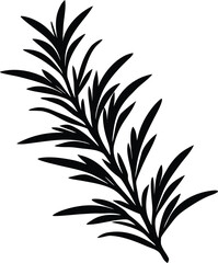 Rosemary Sprig Silhouette | Herbal Botanical Vector Art