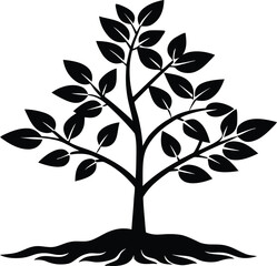 Small Sapling Silhouette | Young Tree Vector Illustration