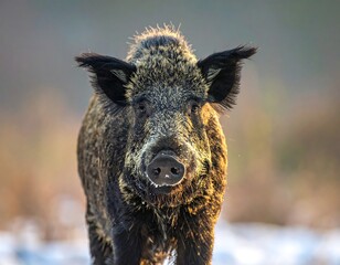 Wild boar in winter