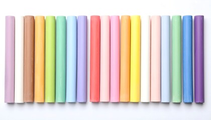 Colorful chalk sticks arranged in a row