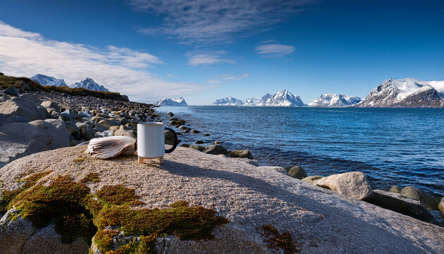 Surstromming On Seaside Stone Surface With Nordic Landscape