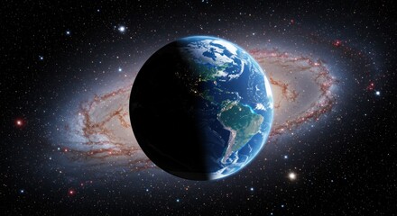A stunning view of planet Earth set against a backdrop of the vast galaxy, showcasing the beauty of space.