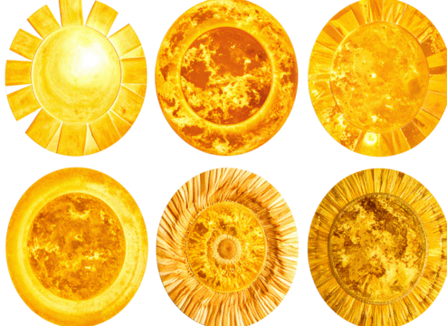 Firefly_Set Top-View Yellow Sun Patch PNG Isolated on Transparent Background