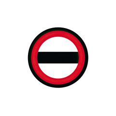 Red circle with a black band