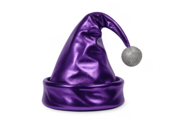 Purple metallic elf hat with glitter ball