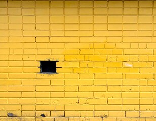 Yellow brick wall with a hole