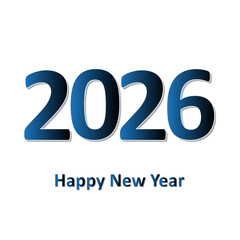 Blue Gradient 2026 New Year Greeting Vector on White Background. The design emphasizes clarity and modernity, making it perfect for New Year greetings, digital banners, or minimalist holiday cards.