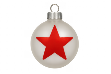 White christmas ornament with red star design