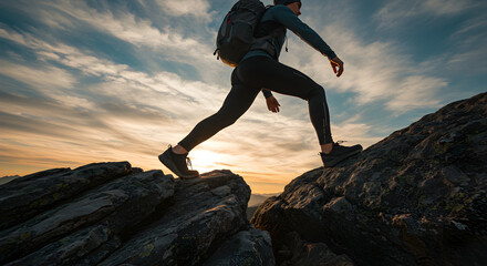 Hiking adventure travel backpacking mountain climbing outdoor fitness trek challenge success journey