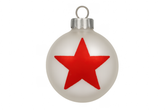 White christmas ornament with red star design