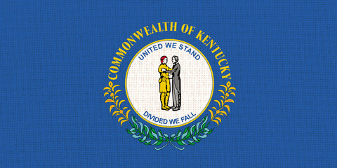 Flag of American state Kentucky on fabric surface. Kentucky state flag