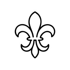 Black outline fleur-de-lis symbol on white background, concept of icon  