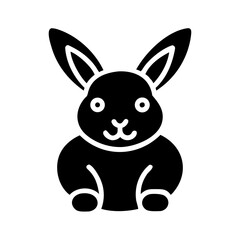 Obraz premium Black silhouette of a cute rabbit sitting for Easter icon 