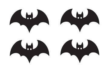 Fototapeta premium Four silhouetted bats flying against a white background
