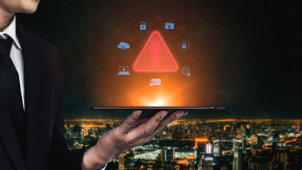 Cybersecurity threat alert protects data. Cyber security threat alert prevents access, alert warns breach, defends system, and cyber security threat alert identifies risk. Vouch