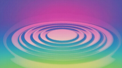 Futuristic abstract circular ripple rings glowing with neon pastel gradients in luminous concentric design, representing modern digital energy waves in artistic composition