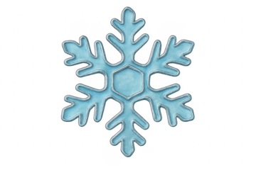 Stylized blue ice crystal snowflake transparent background
