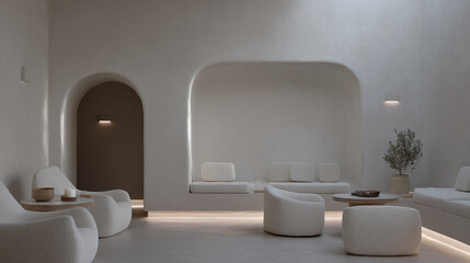 Relaxing minimalist massage room in a modern spa setting promoting tranquility and wellness