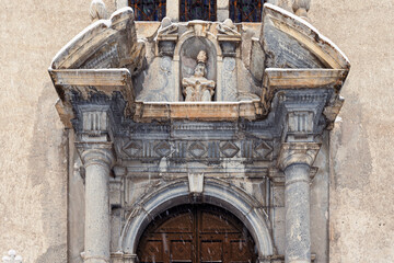 France - Peisey-Nancroix - Church of the Holy Trinity - Baroque entrance with sculptures