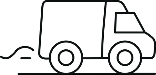 Continuous one-line drawing of delivery truck, simple cargo delivery truck linear art vector