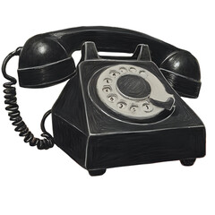 黒電話の色鉛筆風のイラスト